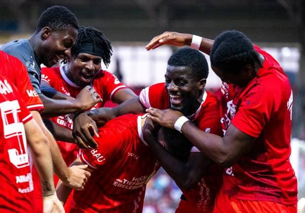 FUSSBALL REGIONALLIGA NORDOST - SAISON 2026-2027 - 3. SPIELTAG FC ROT WEISS ERFURT - SV TASMANIA BERLIN ** NUR FÜR REDAKTIONELLE ZWECKE ** EDITORIAL USE ONLY **<p>05 08 2026-Erfurt: Fussball Regionalliga Nordost 3. Spieltag Saison 2026-2027 Steigerwaldstadion FC Rot Weiss Erfurt - SV Tasmania Berlin im Foto: Stanislav Fehler 11 (FC Rot‘Weiß Erfurt) jubelt nach seinem Treffer zum 6:0 mit Benny Boboy 27 (Rot-Weiß Erfurt),Ayooluwa Adesida 38 (FC Rot‘Weiß Erfurt) und Maxime Aglago Awoudja 6 (FC Rot-Weiß Erfurt) ( Deutschland Thueringen Erfurt Copyright: SaschaxFromm *** SOCCER REGIONAL LEAGUE NORTHEAST 2026–2027 SEASON, MATCHDAY 3: FC ROT WEISS ERFURT vs. SV TASMANIA BERLIN ** FOR EDITORIAL USE ONLY ** EDITORIAL USE ONLY ** p 05 08 2026 Erfurt Soccer Regional League Northeast Matchday 3, 2026–2027 Season, Steigerwaldstadion: FC Rot-Weiss Erfurt vs. SV Tasmania Berlin. Photo by Stanislav Fehler 11 FC Rot’Weiss Erfurt celebrates after scoring the 6–0 goal with Benny Boboy (27, Rot-Weiss Erfurt), Ayooluwa Adesida (38, FC Rot-Weiss Erfurt), and Maxime Aglago Awoudja (6, FC Rot-Weiss Erfurt). Germany, Thuringia, Erfurt. Copyright SaschaxFromm Copyright: SaschaxFromm doc871bvu3q2zcn9syat1z ,EDITORIAL USE ONLY