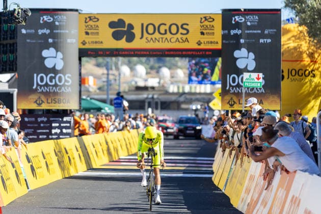 Volta A Portugal 2026 - Prologue Rafael Reis of Anicolor Campicarn crosses the finish line during the Prologue of the Volta a Portugal 2026 in Lisbon, Portugal, on August 5, 2026. Lisbon Portugal  Copyright: xEduardoxAlmeidax originalFilename:almeida-voltaapo260805_npDt3.jpg