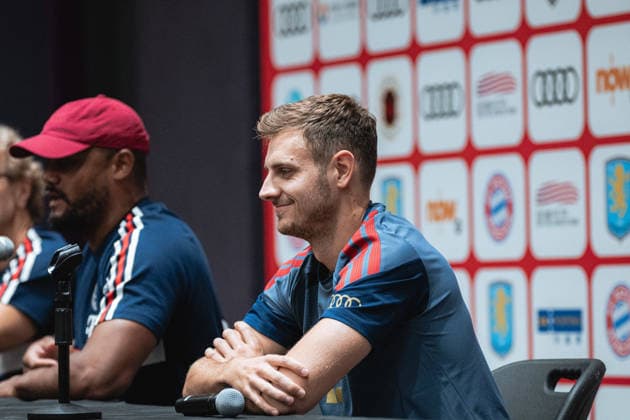 August 6, 2026, Hong Kong, China: Josip Stanisic of FC Bayern Munich during Audi Football Summit 2026 FC Bayern Munich press conference, PK, Pressekonferenz at Kai Tak Stadium in Hong Kong on August 6, 2026. Hong Kong China - ZUMAn333 20260806_znp_n333_007 Copyright: xKaxLokxNgx