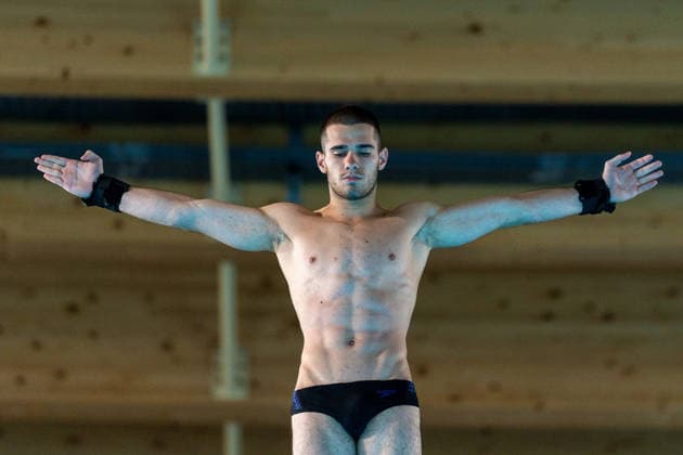 SWIMMING - EAC 2026 PARIS,FRANCE,06.AUG.26 - SWIMMING - European Aquatics Championships Paris 2026, diving, 10m platform, men. Image shows Stavros Sifnaios (GRE).  GEPAxpictures xPhilippxBrem