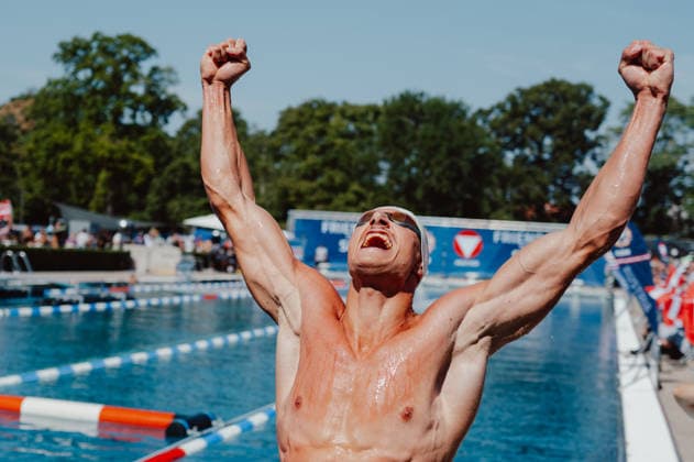 VARIOUS SPORTS - World Championship, WM, Weltmeisterschaft 2026 WIENER NEUSTADT,AUSTRIA,06.AUG.26 - VARIOUS SPORTS - CISM World Championship 2026, military pentathlon. Image shows the rejoicing of Dominik Poberschnigg (AUT).  GEPAxpictures xAlexanderxSolc