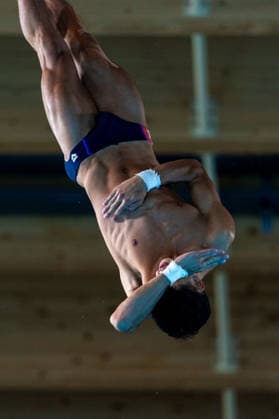 SWIMMING - EAC 2026 PARIS,FRANCE,06.AUG.26 - SWIMMING - European Aquatics Championships Paris 2026, diving, 10m platform, men. Image shows Romano Wang (ITA).  GEPAxpictures xPhilippxBrem