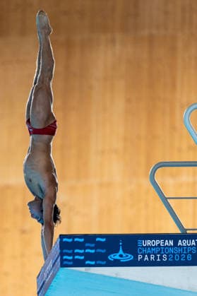 SWIMMING - EAC 2026 PARIS,FRANCE,06.AUG.26 - SWIMMING - European Aquatics Championships Paris 2026, diving, 10m platform, men. Image shows Dariush Lotfi (AUT).  GEPAxpictures xPhilippxBrem