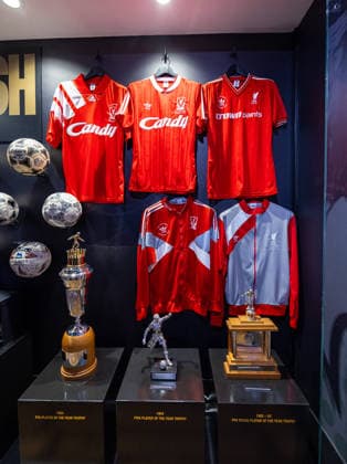 Football - Ian Rush Exhibition LIVERPOOL, ENGLAND - Wednesday, August 5, 2026: PFA Player of the Year, FWA Player of the Year and PFA Young Player of the Year trophies on display at All You Need Is Rush an exhibition covering the career of Liverpool s all-time leading goal-scorer Ian Rush at the Liverpool FC Museum in Anfield. (Photo by David Rawcliffe Propaganda) LIVERPOOL Anfield MERSEYSIDE ENGLAND  Copyright: xDavidxRawcliffex 2026-08-05-087-All_You_Need_Is_Rush