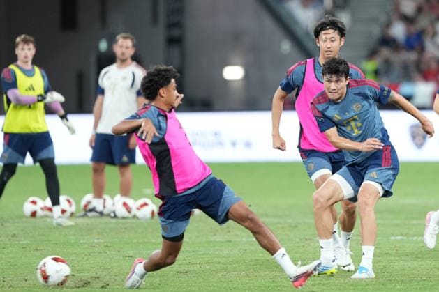 Audi Football Summit 2026: FC Bayern Munich - Open Training Kim Min-Jae, Hiroki Ito of FC Bayern Munich during a Open Training of Audi Football Summit 2026 on August 6, 2026 in Hong Kong. (Photo by Ellan Mad Nexpher Images) Hong Kong