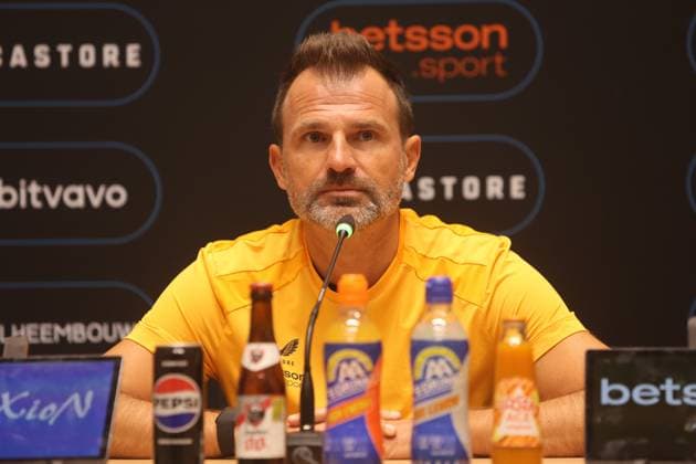 Club Brugge Club Brugge 06 08 2026 Coach Ivan Leko pictured during the press conference, PK, Pressekonferenz ( Picture by Gianni Barbieux Photo News ). Brugge Belgium  Copyright: xGiannixBarbieuxx