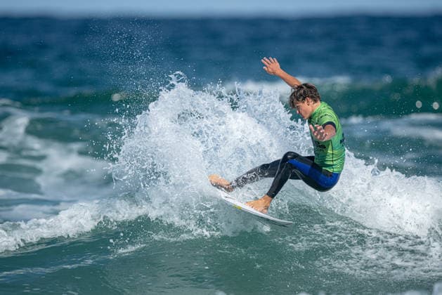 Surfing, Boardmasters 2026, World Surf League Lukas Skinner (Great Britain) during the semi-finals of the Boardmasters 2026 surfing championships at Fistral Beach, Newquay, UK on 6 August 2026. Newquay Fistral Beach Hampshire UK Editorial use only , Copyright: xStevexBaileyx PSI-24643-0066
