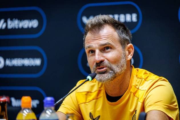 Club s head coach Ivan Leko pictured during a press conference, PK, Pressekonferenz of Belgian soccer team Club Brugge KV, Thursday 6 August 2026 in Brugge, prior to the start of the 2026-2027 Jupiler Pro League competition this weekend. KURTxDESPLENTER  x182844089x