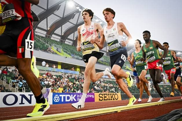 Belgian Willem Renders pictured in action during the men s 5000m race, at the World Athletics U20 Championships, Wednesday 5th of August 2026, in Eugene, USA. The world championships take place from 5 to 9 August. THOMASxWINDESTAM  x182846822x