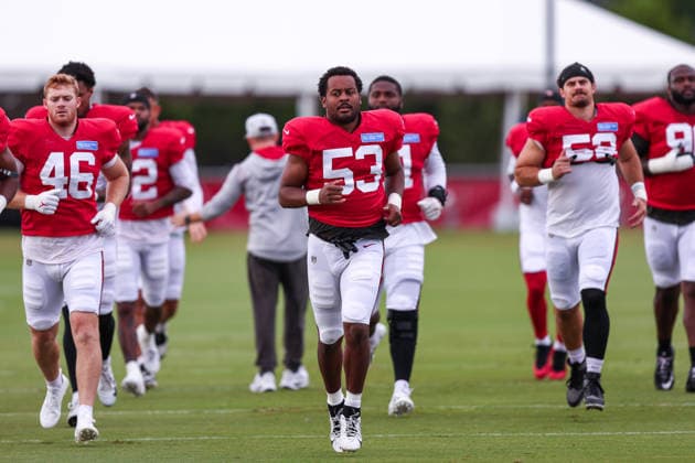 August 6, 2026: Tampa Bay Buccaneers linebacker Nick Jackson (53) during training camp at AdventHeath Training Center in Tampa, FL. Taylor McFee CSM Tampa USA - ZUMAc04_ 20260806_zma_c04_001 Copyright: xTaylorxMcfeex