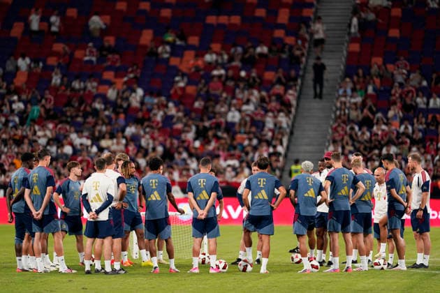 HONGKONG-SOCCER FOOTBALL-FEST Team FC Bayern Munich during open training at Kai Tan Stadium during the Audi Football Summit 2026 in Hong Kong, August 6, 2026. NEXPHER Vernon Yuen HONG KONG