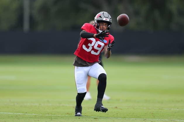 August 6, 2026: Tampa Bay Buccaneers safety Marcus Banks (39) during training camp at AdventHeath Training Center in Tampa, FL. Taylor McFee CSM NFL, American Football Herren, USA 2026: Tampa Bay Buccaneers Training Camp AUG 31  - ZUMAc04_ 20260806_zma_c04_022 Copyright: xTaylorxMcfeex