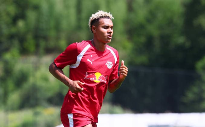 RB Leipzig - AUT Trainingslager Bundesliga Saalfelden, 06.08.2026, Gut Brandlhof, Fussball, Bundesliga, GER , RB Leipzig - Trainingslager in Saalfelden am Steinernen Meer AUT. , Im Bild: Antonio Nusa (7, RB Leipzig) , *** RB Leipzig (AUT) Training Camp, Bundesliga, Saalfelden, August 6, 2026, Gut Brandlhof, Soccer, Bundesliga, GER, RB Leipzig Training Camp in Saalfelden am Steinernen Meer (AUT), Pictured: Antonio Nusa 7, RB Leipzig, Picture Point