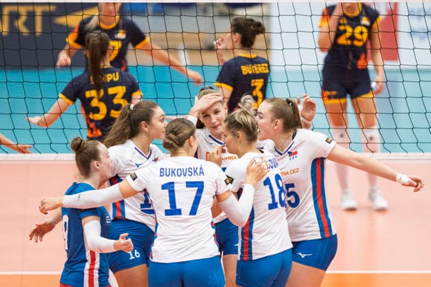 Czech volleyball players during the women s volleyball friendly match between Czech Republic and Romania prior to Women s European Volleyball Championship 2026, on August 6, 2026, in Tabor, Czech Republic. (CTKxPhoto VaclavxPancer) CTKPhotoP2026080605901  CTKPhotoP2026080605901