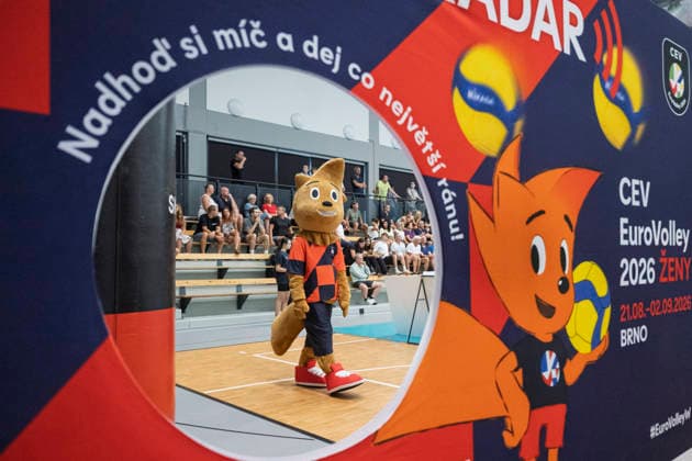 The Women s European Volleyball Championship 2026 mascot during the women s volleyball friendly match between Czech Republic and Romania prior to Women s European Volleyball Championship 2026, on August 6, 2026, in Tabor, Czech Republic. (CTKxPhoto VaclavxPancer)x(CTKxPhoto VaclavxPancer) CTKPhotoP2026080605996  CTKPhotoP2026080605996