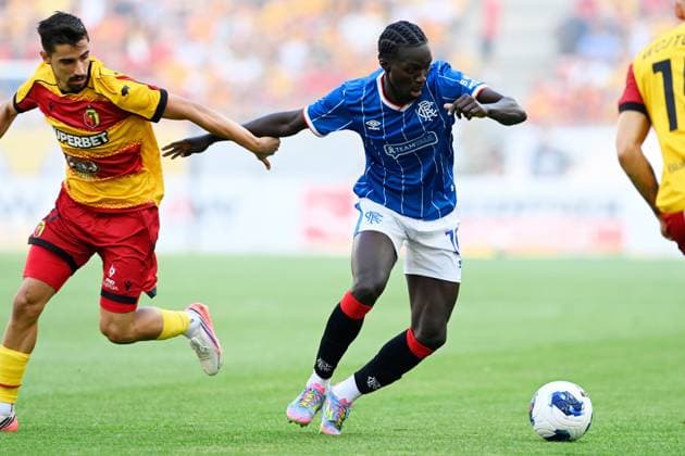 Mohammed Diomande of Rangers. Jagiellonia Bialystok v Rangers, UEFA Europa League, 3rd Qualifying Round, Football, Chorten Arena, Biaystok, Poland - 06 Aug 2026Bialystok Chorten Arena Scotland Portugal  Copyright: xAdamxNurkiewicz Shutterstockx 17050170w