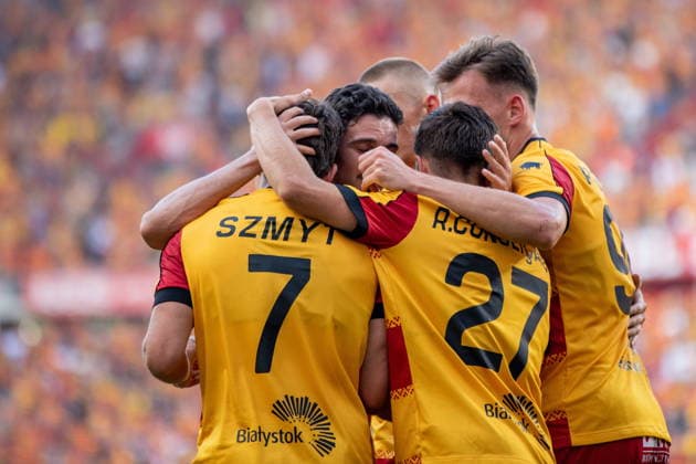 2026.08.01 Warszawa pilka nozna Eliminacje Ligi Europy sezon 2026 2027 Jagiellonia Bialystok - Rangers FC N z Jagiellonia Bialystok, Kajetan Szmyt, Jesus Imaz, Rodrigo Conceicao, Guilherme Montoia, Nik Prelec Foto Weronika Morciszek PressFocus 2026.08.01 Warszawa Football - Europe Cup Elimination season 2026 2027 Jagiellonia Bialystok - Rangers FCn Jagiellonia Bialystok, Kajetan Szmyt, Jesus Imaz, Rodrigo Conceicao, Guilherme Montoia, Nik Prelec Credit: Weronika Morciszek PressFocus NEWSPIX.PL --- newspix.pl 