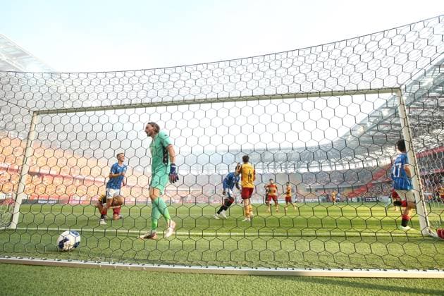 Guilherme Montoia of Jagiellonia Bialystok scores an own goal during the UEFA Europa League third qualifying round first leg match at Chorten Arena, Bialystok. Jagiellonia Bialystok v Rangers - UEFA Europa League 3rd Round Qualifying - Chorten Arena, Lanarkshire, Poland - 06 Aug 2026Bialystok Chorten Arena Lanarkshire Poland EDITORIAL USE ONLY  Copyright: xRangersxFC Shutterstockx 17051216bn