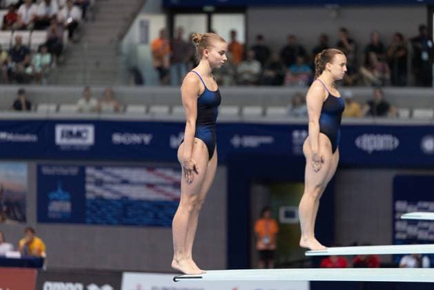 Women 3m Springboard synchronized Final European Aquatics Championships - Saint-Denis Germany s diver Lena Corona Hentschel and Germany s diver Jette Muller compete in the women s 3m springboard syncro diving final event during the LEN European Aquatics Championships, at the Olympic Aquatics Centre in Saint-Denis, northeastern suburbs of Paris on August 6, 2026. Photo by Raphael Lafargue ABACAPRESS.COM Saint-Denis France  Copyright: xLafarguexRaphael ABACAx