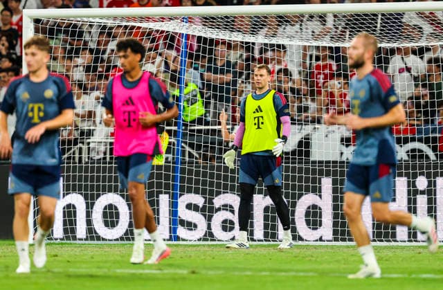 August 6, 2026, Hong Kong, Kaohsiung City, China: Manuel Neuer of FC Bayern Munich takes part as goalkeeper during a small-sided training match in the team s pre-match warm-up ahead of the Audi Football Summit 2026 match against Aston Villa at Kai Tak Stadium in Hong Kong, China. Hong Kong China - ZUMAh201 20260806_zsp_h201_004 Copyright: xYichinxHoux