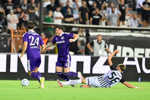 PAOK v RSC Anderlecht - UEFA Europa League THESSALONIKI, GREECE - AUGUST 06 : Biancone Giulian defender of RSC Anderlecht during the UEFA Europa League third qualifying round1st leg match between PAOK and RSC Anderlecht on August 6, 2026 in Thessaloniki, Greece, 06 08 2026 Thessaloniki Greece  Copyright: xJanxDexMeuleneirx