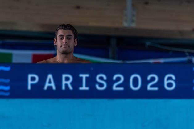 SWIMMING - EAC 2026 PARIS,FRANCE,06.AUG.26 - SWIMMING - European Aquatics Championships Paris 2026, diving, 10m platform, men. Image shows Dariush Lotfi (AUT).  GEPAxpictures xPhilippxBrem