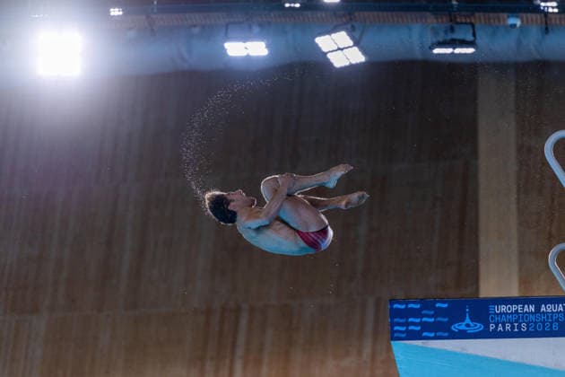 SWIMMING - EAC 2026 PARIS,FRANCE,06.AUG.26 - SWIMMING - European Aquatics Championships Paris 2026, diving, 10m platform, men. Image shows Dariush Lotfi (AUT).  GEPAxpictures xPhilippxBrem