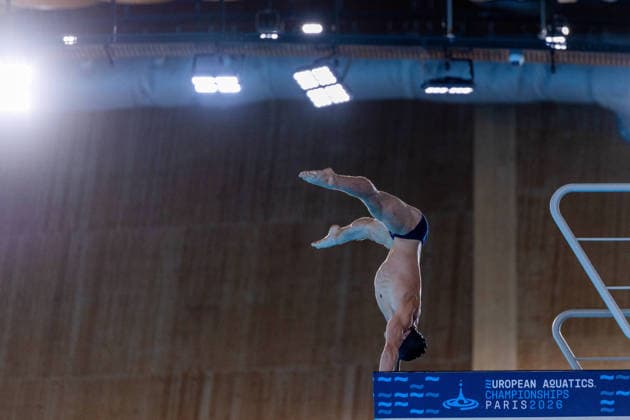 SWIMMING - EAC 2026 PARIS,FRANCE,06.AUG.26 - SWIMMING - European Aquatics Championships Paris 2026, diving, 10m platform, men. Image shows Anton Knoll (AUT).  GEPAxpictures xPhilippxBrem