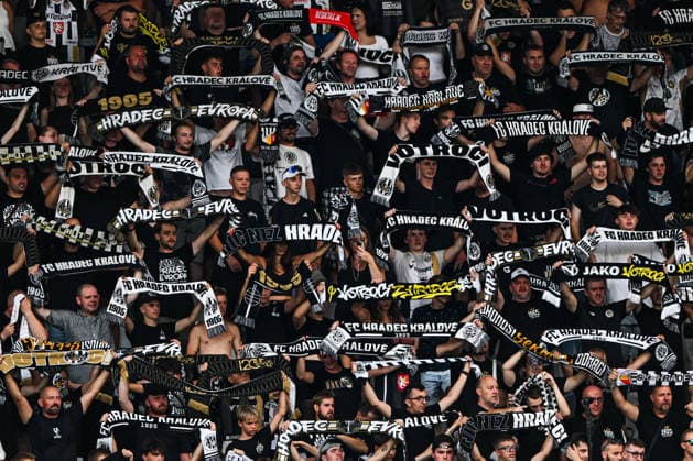 FC Hradec Kralove fans during the Football European League 3rd qualifying round, 1st leg match FC Hradec Kralove vs Besiktas Istanbul on August 6, 2026, in Hradec Kralove, Czech Republic. (CTKxPhoto DavidxTanecek) CTKPhotoP2026080606758  CTKPhotoP2026080606758