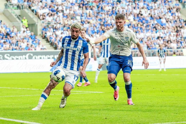 06.08.2026 POZNAN, ENEA STADION PRZY BULGARSKIEJ PILKA NOZNA (FOOTBALL), KWALIFIKACJE UEFA EUROPA LEAGUE TRZECIA RUNDA ( UEFA EUROPA LEAGUESYLWETKA THIRD QUALIFYING ROUND 1ND LEG ), SEZON 2026 2027 MECZ LECH POZNAN - KI KLAKSVIK NZ. (L) ALLAHYAR SAYYDMANESH , (R) GILLI ROLANTSSON FOTO JAKUB PIASECKI CYFRASPORT NEWSPIX.PL --- newspix.pl 