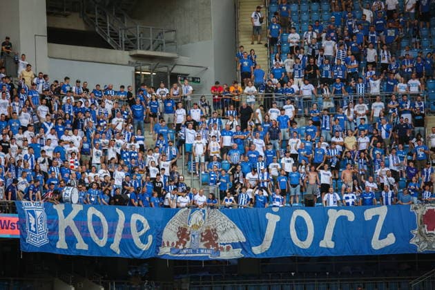 Poznan 06.08.2026. Football UEFA Europa League match between Lech Poznan and KI Klaksvik in Poznan, Poland --- Mecz pilka nozna UEFA Europa League Lech Poznan - KI Klaksvik w Poznaniu Persons Shown : kibice Lech Poznan, fans Fot. Mikolaj Barbanell Arena Akcji NEWSPIX.PL --- newspix.pl 