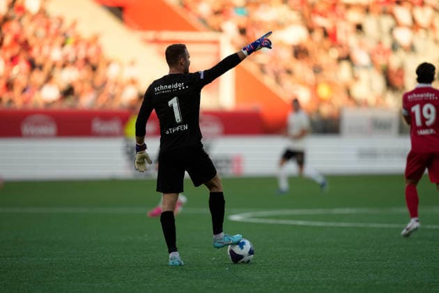 Thun, Switzerland - August 06: Goalkeeper Niklas Steffen (1 THU) during the UEFA Europa League Qualification match between FC Thun and Vikingur Reykjavik at VISANA Stadion on August 06, 2026 in Thun, Switzerland.  Copyright: xKjetilxWaberx xSPPx Sportspressphoto_SPR201530