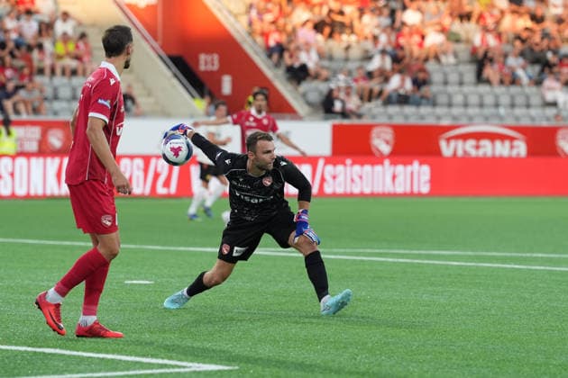 Thun, Switzerland - August 06: Niklas Steffen (Goalkeeper 1 THU) during the UEFA Europa League Qualification match between FC Thun and Vikingur Reykjavik at VISANA Stadion on August 06, 2026 in Thun, Switzerland.  Copyright: xKjetilxWaberx xSPPx Sportspressphoto_SPR201543