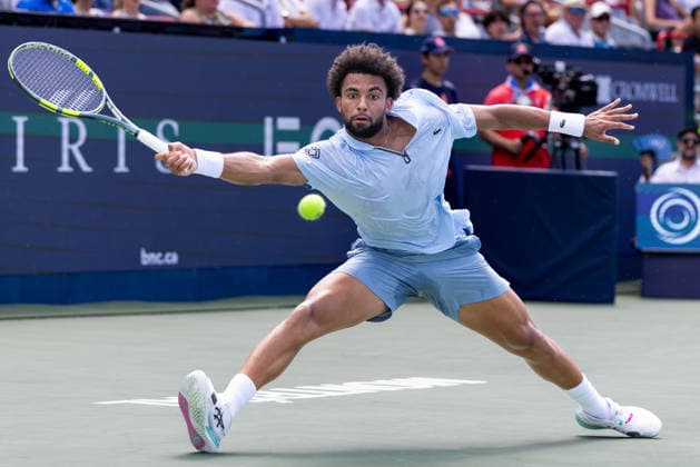August 6, 2026, Montreal, Quebec, Canada: ARTHUR FILS (18) from France forehand in match against Mariano Navone from Argentina in third round at Canadian Open at IGA stadium in Montreal, Quebec, Canada on 2026-08-06 TENNIS: Canadian Open Montreal 2026  - ZUMAl189 20260806_zsp_l189_006 Copyright: xYannickxLegarex