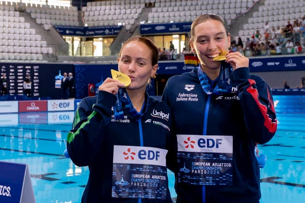 France, Paris, Centre Aquatique Olympique Metropole du Grand Paris, 06.08.2026, European Aquatics Championships Artistic Swimming, Day 7, Womans Synchronised 3m Springboard , Chiara Pellicani and Elisa Pizzini of Italy, Photo by Eibner Pressefoto Tino Henschel European Aquatics Championships Artistic Swimming, Day 7, Womans Synchronised 3m Springboard Paris *** France, Paris, Centre Aquatique Olympique Metropole du Grand Paris, August 6, 2026, European Aquatics Championships – Artistic Swimming, Day 7, Women’s Synchronized 3m Springboard, Chiara Pellicani and Elisa Pizzini of Italy, Photo by Eibner Pressefoto Tino Henschel European Aquatics Championships Artistic Swimming, Day 7, Women’s Synchronized 3m Springboard, Paris Copyright: xEibnerxPressefotox