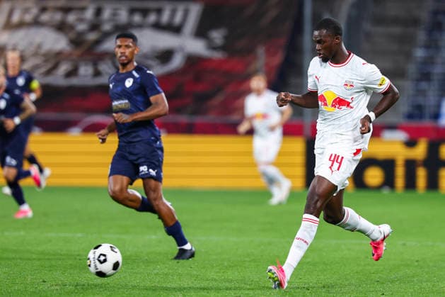 SOCCER - UEFA EL, RBS vs Pafos SALZBURG,AUSTRIA,06.AUG.26 - SOCCER - UEFA Europa League, qualification, Red Bull Salzburg vs Pafos FC. Image shows Kevin Boma (RBS).  GEPAxpictures xDavidxGeieregger