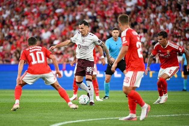 Alexandros Kyziridis of Heart of Midlothian Benfica v Hearts, UEFA Europa League, 3rd Qualifying Round, Football, Estadio da Luz, Lisbon, Portugal - 06 Aug 2026Lisbon Estadio da Luz Scotland Portugal  Copyright: xZedxJameson Shutterstockx 17050166bd