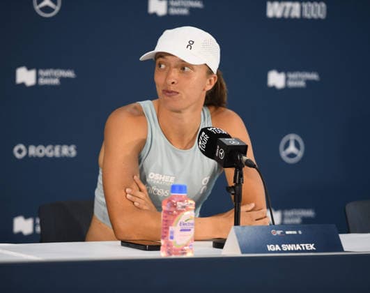RECORD DATE NOT STATED TORONTO, KANADA 06.08.2026 IGA SWIATEK KONFERNECJA PRASOWA FOT.FIGURA PETER NEWSPIX.PL TORONTO, CANADA - AUGUST 6 : Iga Swiatek of Poland during press conference, PK, Pressekonferenz in WTA, Tennis Damen 1000 National Bank Open in Toronto, Canada on August 6, 2026 Photographer: Figura Peter Newspix.pl --- Newspix.pl --- Newspix.pl  Iga24