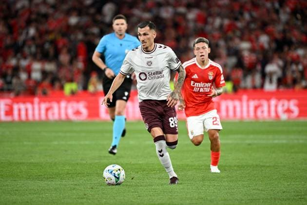 Alexandros Kyziridis of Heart of Midlothian Benfica v Hearts, UEFA Europa League, 3rd Qualifying Round, Football, Estadio da Luz, Lisbon, Portugal - 06 Aug 2026Lisbon Estadio da Luz Scotland Portugal  Copyright: xZedxJameson Shutterstockx 17050166bx