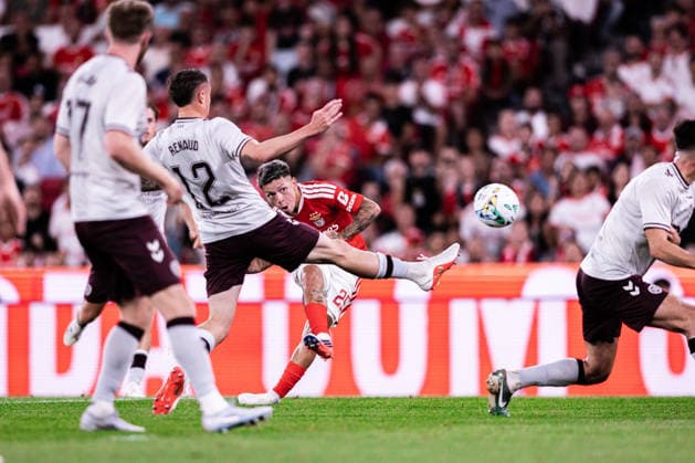 August 6, 2026, Lisboa, Lisboa, Portugal: Gianluca Prestianni of SL Benfica celebrates scoring his sides fourth goal of the match during the first leg of the UEFA Europa League Qualifier match between SL Benfica and Hearts of Midlothian F.C. at Estadio da Luz in Lisboa on August 06, 2026 Lisboa Portugal - ZUMAg283 20260806_zsp_g283_049 Copyright: xJoaoxGregoriox