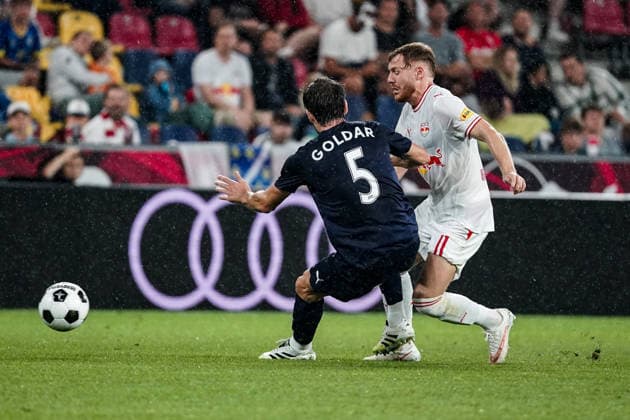 Fussball: Österreich: UEFA Europa League Qualifikation 2026 2027 - 3. Runde, 06.08.2026 - FC Red Bull Salzburg (Österreich) vs. Pafos FC (Zypern) - Red Bull Arena (Wals-Siezenheim, Österreich); David Goldar (Pafos FC) *** Soccer Austria UEFA Europa League Qualifying 2026–2027, Round 3, August 6, 2026, FC Red Bull Salzburg (Austria) vs. Pafos FC (Cyprus), Red Bull Arena, Wals-Siezenheim, Austria, David Goldar, Pafos FC Copyright: xLUKAxKOLANOVICx