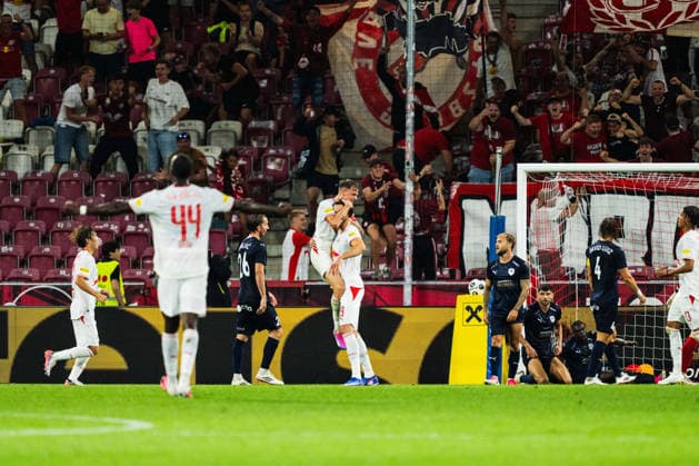 SOCCER - UEFA EL, RBS vs Pafos SALZBURG,AUSTRIA,06.AUG.26 - SOCCER - UEFA Europa League, qualification, Red Bull Salzburg vs Pafos FC. Image shows the rejoicing of Salzburg.  GEPAxpictures xJulioxArellano
