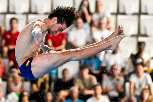 Jorge Rodriguez Ledesma of Spain competes in the diving 10m Platform Men Preliminary during the European Aquatics Championships at the Olympic Aquatic Center in Paris (France), August 6, 2026. Giorgio Scala DBM - Deepbluemedia Insidefoto