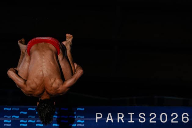 Dariush Lotfi of Austria competes in the Diving Men s 10m Platform Final during the European Aquatics Championships at the Olympic Aquatic Center in Paris (France), August 6, 2026. Andrea Staccioli