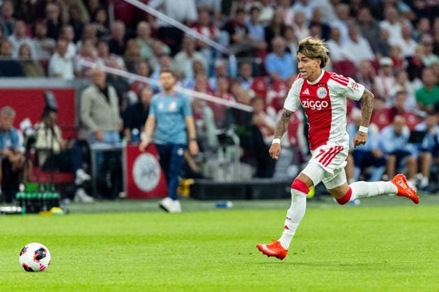 AFC Ajax v Shelbourne FC - UEFA Conference League AMSTERDAM, NETHERLANDS - AUGUST 6: Maher Carrizo of AFC Ajax during the UEFA Conference League match between AFC Ajax and Shelbourne FC at Johan Cruijff Arena on August 6, 2026 in Amsterdam, Netherlands. Amsterdam Johan Cruijff Arena Netherlands Content not available for redistribution in The Netherlands directly or indirectly through any third parties. Copyright: xMarcelxvanxPlateringenx