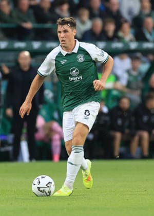 Hibernian v KF Shk‘ndija UEFA Europa Conference League Josh Mulligan of Hibernian on the ball during the UEFA Europa Conference League Third Qualifying Round First Leg match at Easter Road, Edinburgh 06 08 2026 UK Newspapers OUT Copyright: xFredxPalmerx FIL-23732-0134