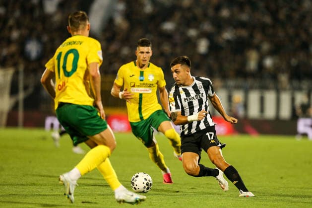 FK Partizan v Tobol - Conference League - Qualification Semi-finals BELGRADE, SERBIA - AUGUST 6: Milan Aleksic (17) of Partizan in action during the Conference League Qualification semi-final match between FK Partizan and Tobol at Partizan Stadium in Belgrade, Serbia on August 6, 2026. Filip Stevanovic Anadolu Belgrade Serbia. Editorial use only. Please get in touch for any other usage.  Copyright: x2026xAnadoluxFilipxStevanovicx
