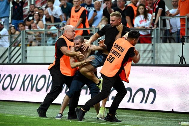 MISZKOLC 06.08.2026 PIERWSZY MECZ III RUNDA ELIMINACJYJNA LIGA KONFERENCJI SEZON 2026 27: HAPOEL TEL AVIV - GKS KATOWICE --- UEFA CONFERENCE LEAGUE THIRD QUALIFYING ROUND FIRST MATCH: HAPOEL TEL AVIV - GKS KATOWICE KIBIC AWANTURA OCHRONA FOT. KRZYSZTOF HELIOS 400MM NEWSPIX.PL --- newspix.pl 