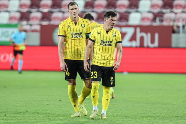 06.08.2026, Miszkolc Liga Konferencji UEFA sezon 2026 27 runda III kwalifikacji, Hapoel Tel Aviv - GKS Katowice - UEFA Conference League football Match season 2026 27 round III qualification Hapoel Tel Awiw - GKS Katowice Nz. Arkadiusz Jedrych Marcin Wasielewski smutek GKS Fot. Michal Chwieduk Arena Akcji NEWSPIX.PL --- newspix.pl 