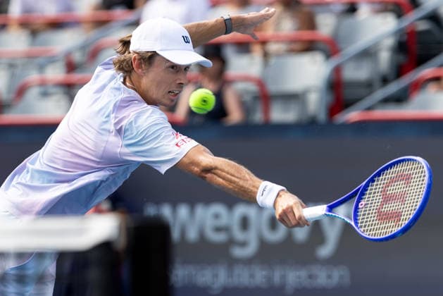 August 6, 2026, Montreal, Quebec, Canada: ALEX DE MINAUR (3) from Australia backhand in match against Cameron Norrie from Great Britain in third round at Canadian Open at IGA stadium in Montreal, Quebec, Canada on 2026-08-06 Montreal Canada - ZUMAl189 20260806_zsp_l189_043 Copyright: xYannickxLegarex